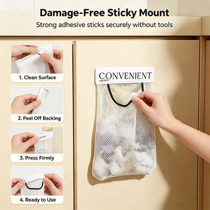 10PCS Grocery Garbage Bag Holder Trash Bag Dispenser Sticky Wall Mounted Mesh🛒