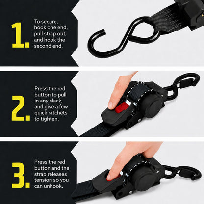 Auto-Retract Ratchet Tie Down Straps