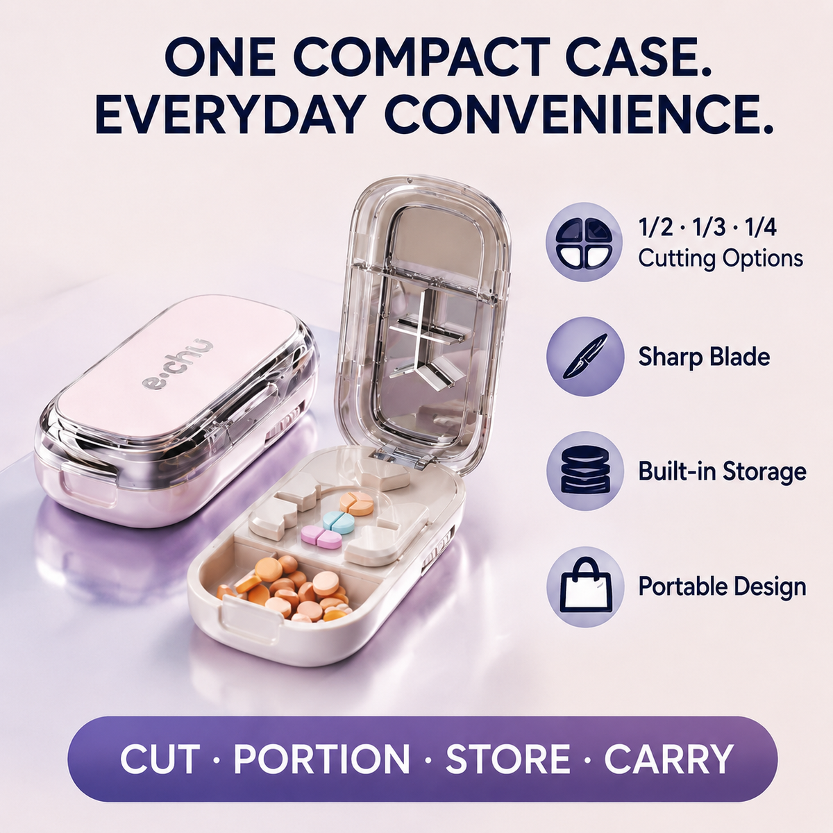⏳ Last day 49% OFF -💊Portable Pill Cutter/Splitter & Storage Case (Cuts into 1/2, 1/3, or 1/4 portions)