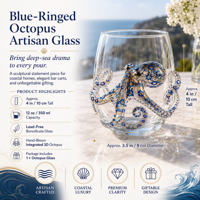 🌊44% OFF – 🔥Artisanal Blue-Ringed Octopus Glass– 3D Ocean-Inspired