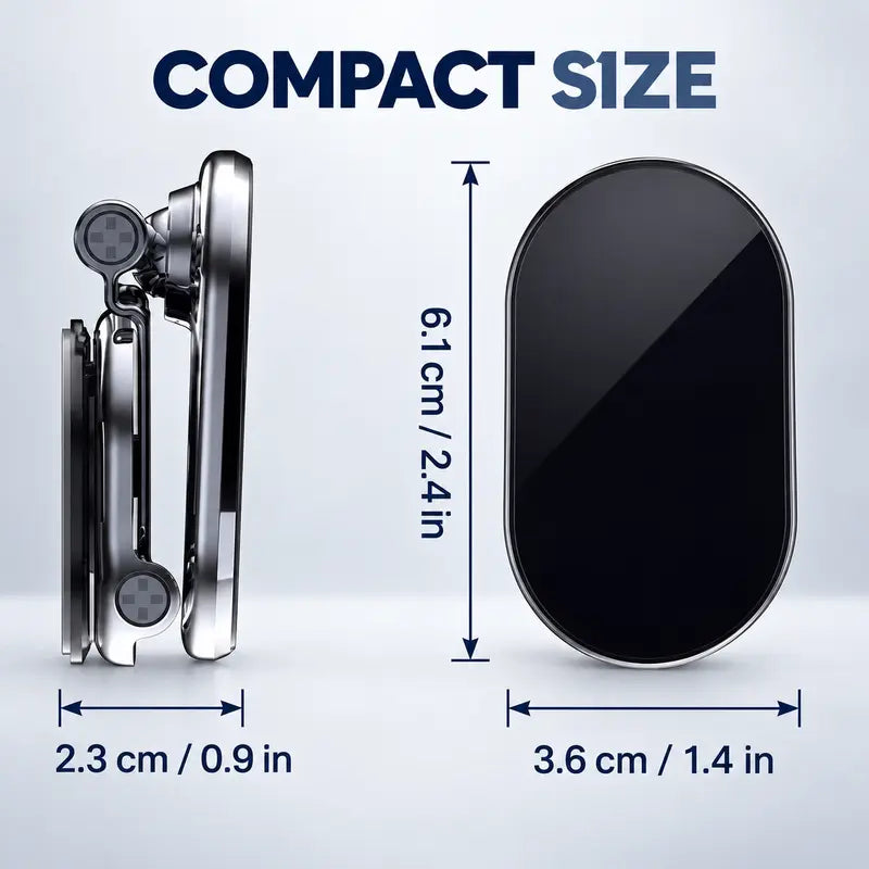Foldable Magnetic Car Phone Holder, Zinc Alloy 360° Rotating Dashboard Mount