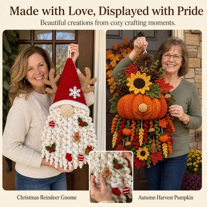 🔥🧶 DIY Seasonal 3D Crochet Door Hanger Kit Collection | Coordinated Yarn, Filling, Accessories & Step-by-Step Instructions Included 💕