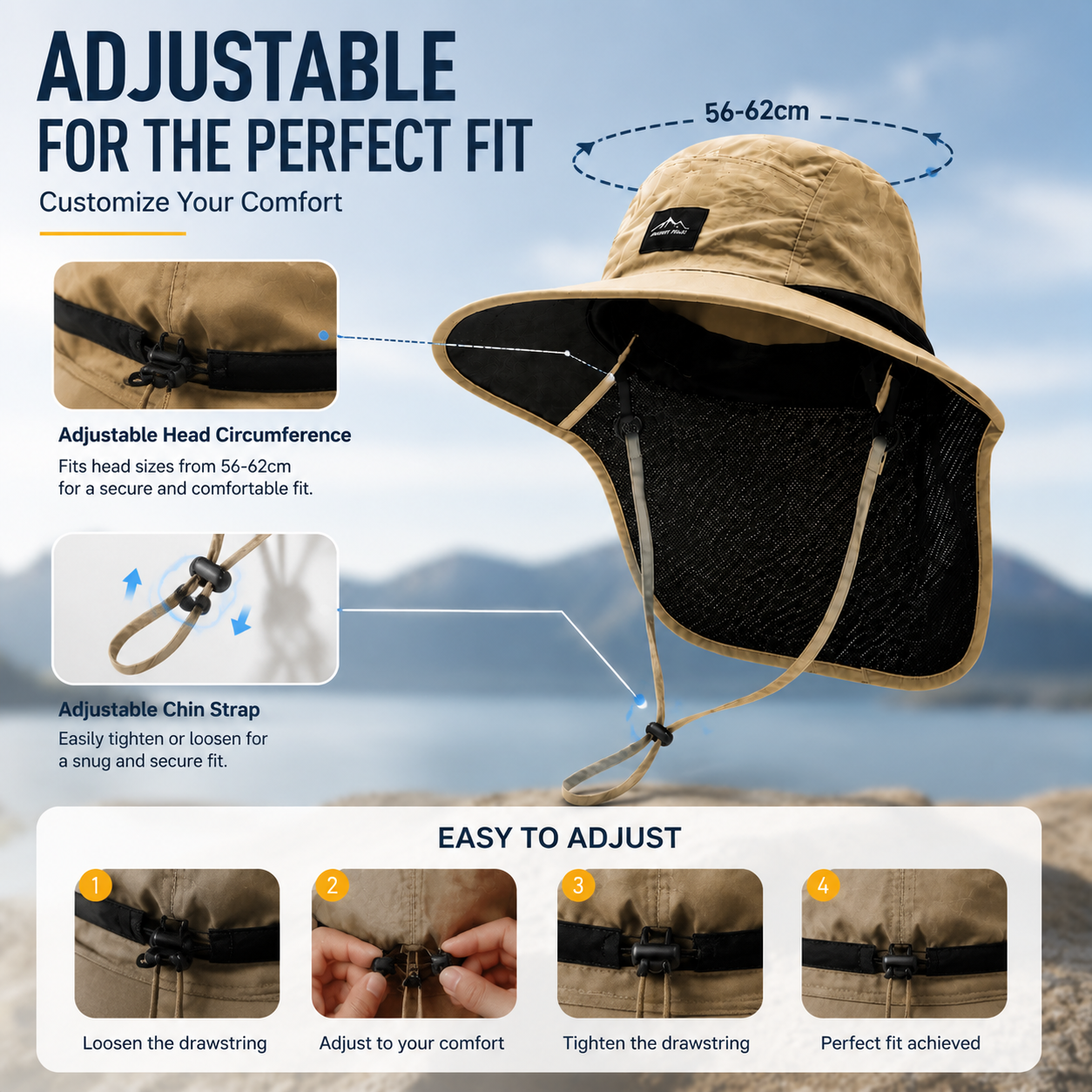 Outdoor Sun Protection Hat with Wide Brim and Neck Flap