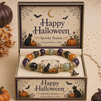 🔥LAST DAY 50% OFF👻Limited Edition 2026 Halloween Black Cat Pumpkin Beaded Bracelet Gift Set🎁