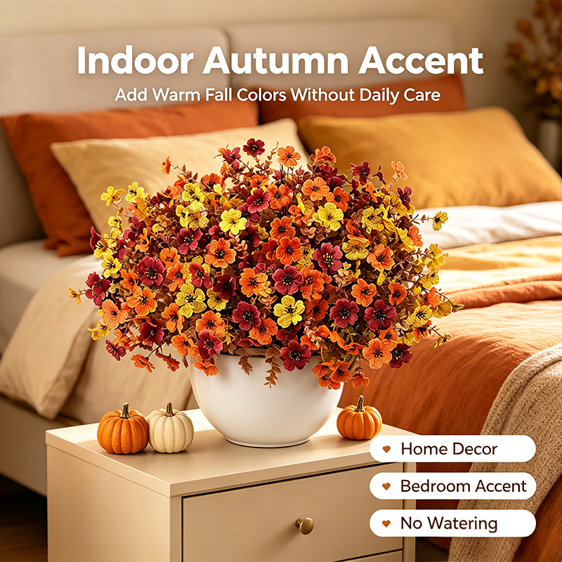🔥HOT SALE 50 % OFF🍂Fall Artificial Flower Halloween 12pcs, UV Resistant Colorful Fake Flower🍂