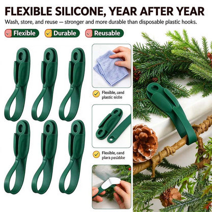 6Pcs Reusable Silicone Adhesive Christmas Garland Hooks - Traditional Household Hanger🎄