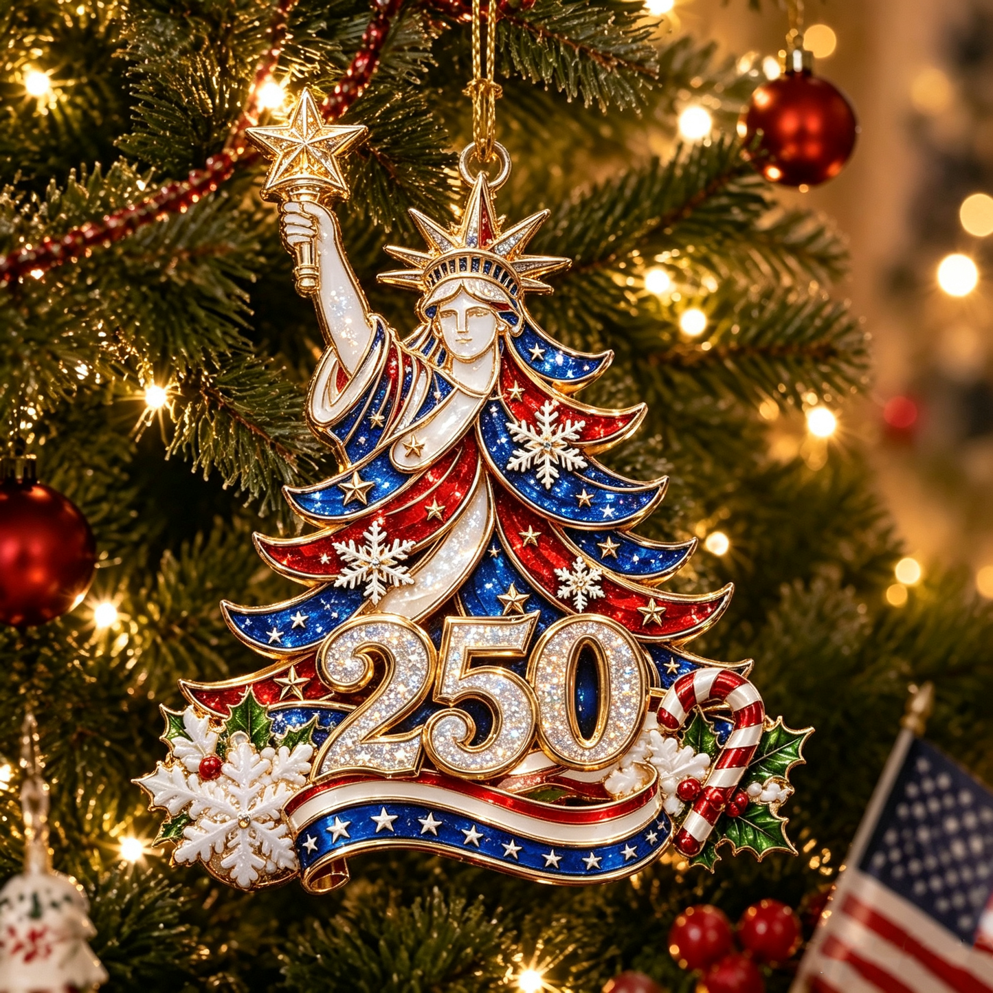 💖USA 250th Anniversary Christmas Ornament