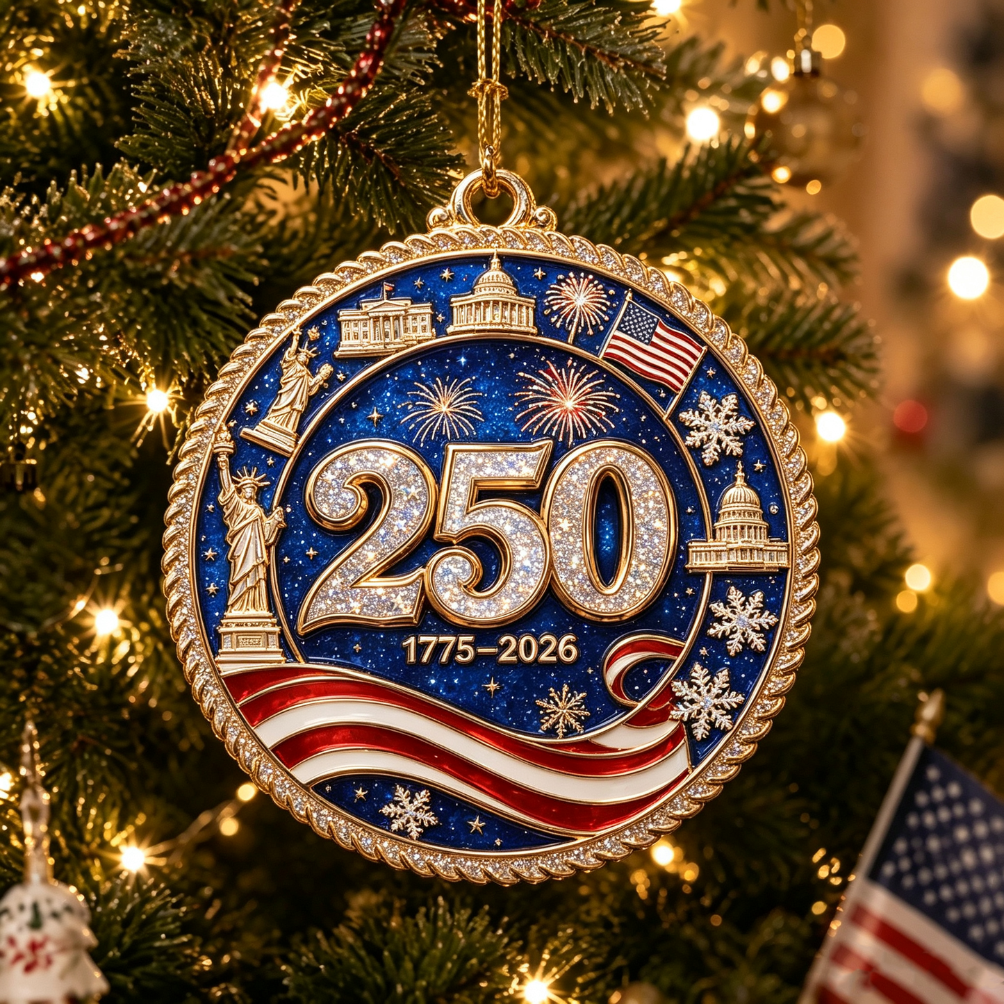 💖USA 250th Anniversary Christmas Ornament