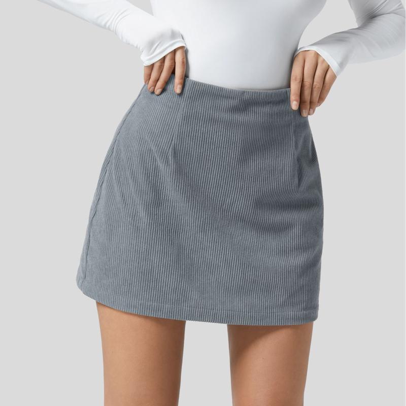 High Waisted Invisible Zipper 2-in-1 Mini A-line Corduroy Casual Skirt 🤎