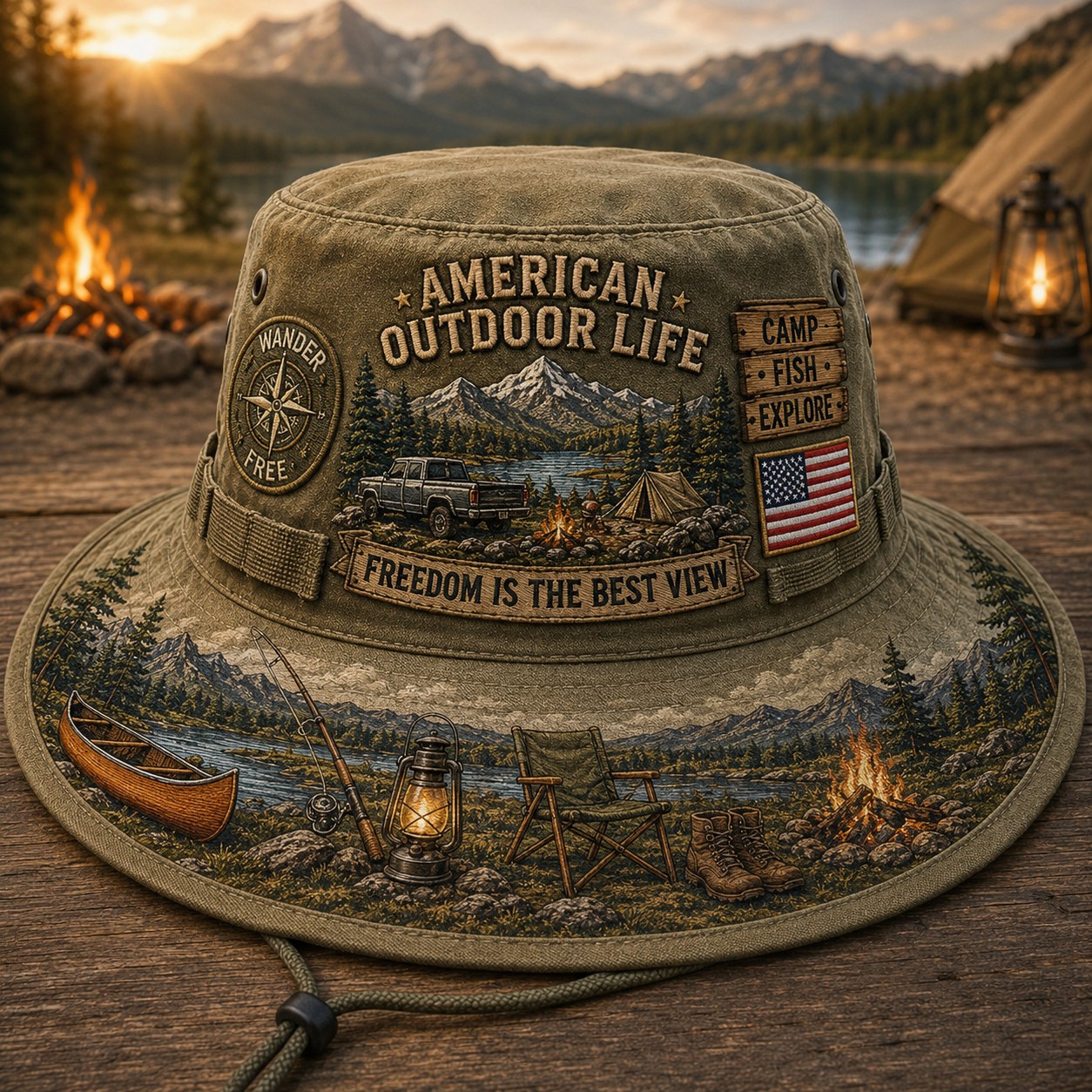 ☀️🚙American Outdoor Life Vintage Boonie Hat – Camp, Fish & Explore🎣