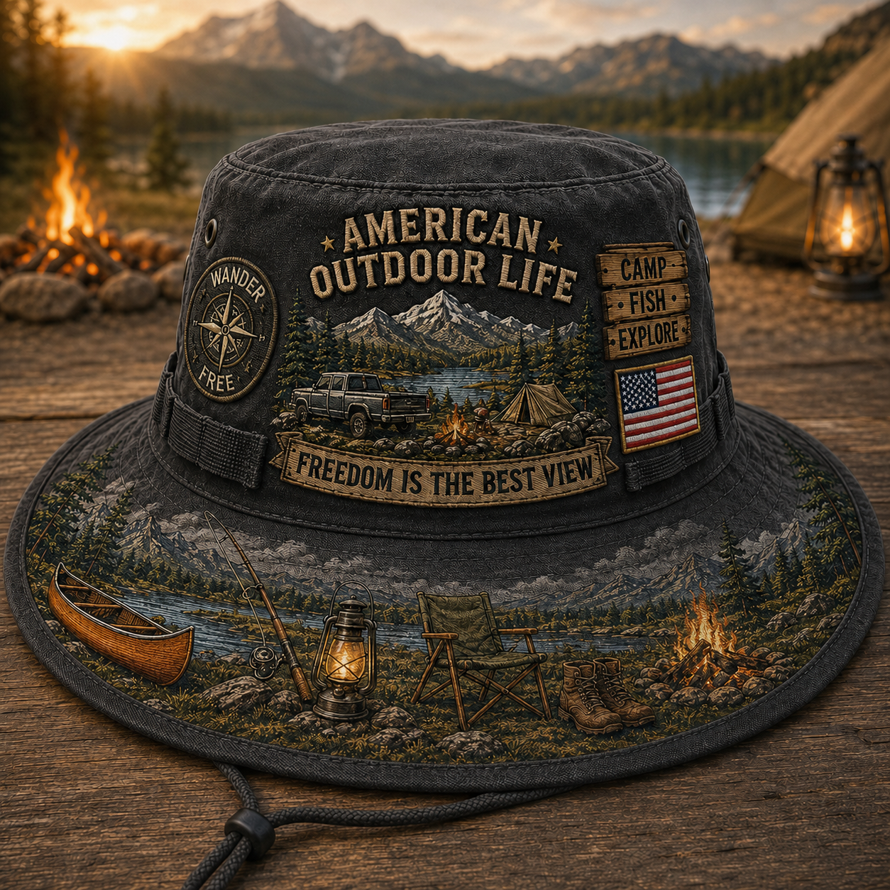 ☀️🚙American Outdoor Life Vintage Boonie Hat – Camp, Fish & Explore🎣