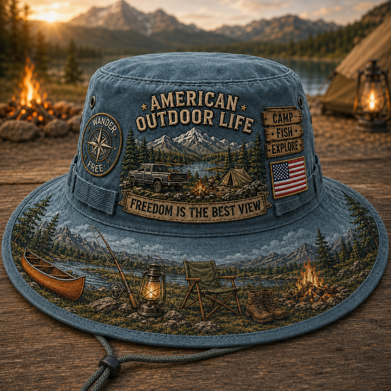 ☀️🚙American Outdoor Life Vintage Boonie Hat – Camp, Fish & Explore🎣