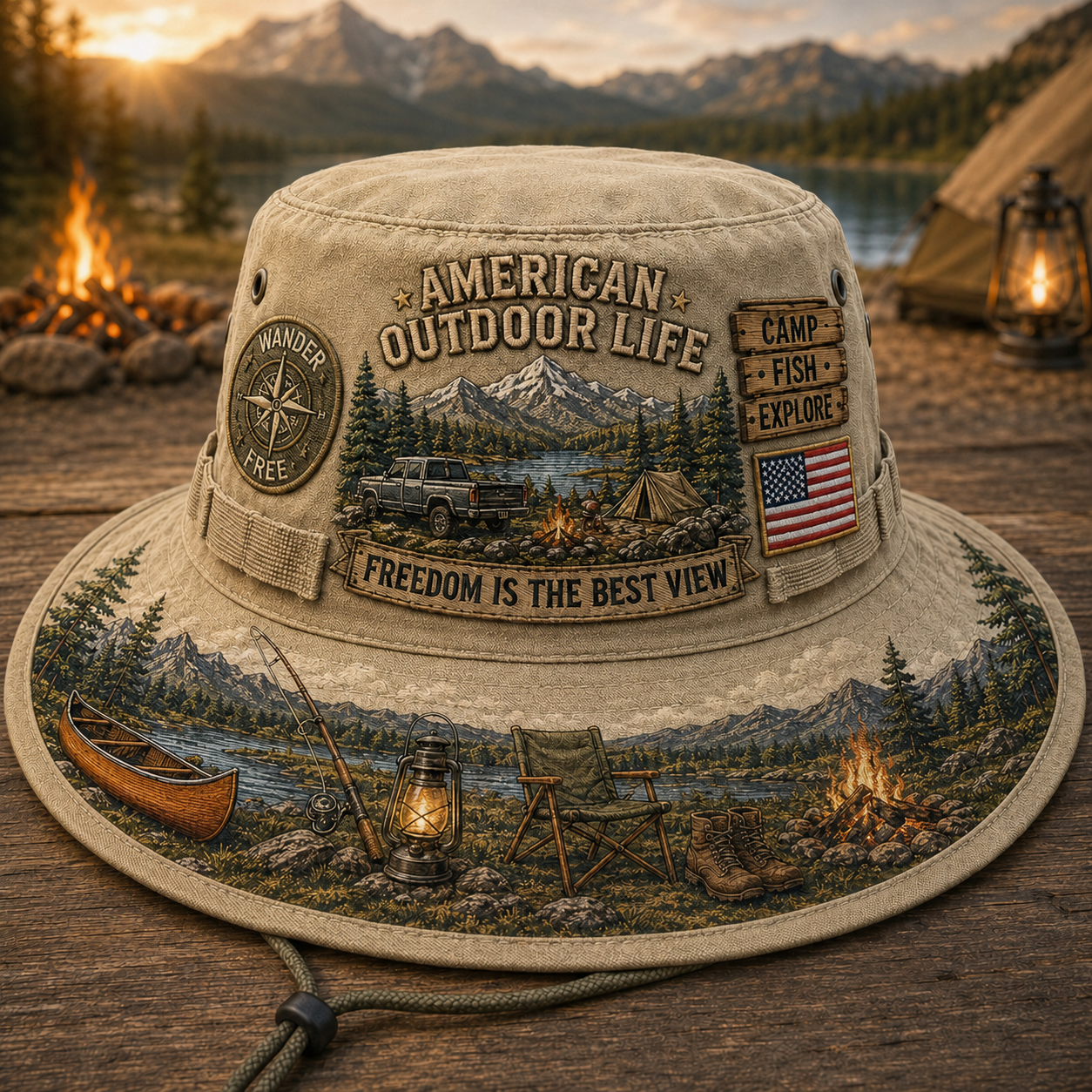☀️🚙American Outdoor Life Vintage Boonie Hat – Camp, Fish & Explore🎣