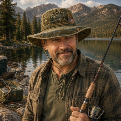☀️🚙American Outdoor Life Vintage Boonie Hat – Camp, Fish & Explore🎣