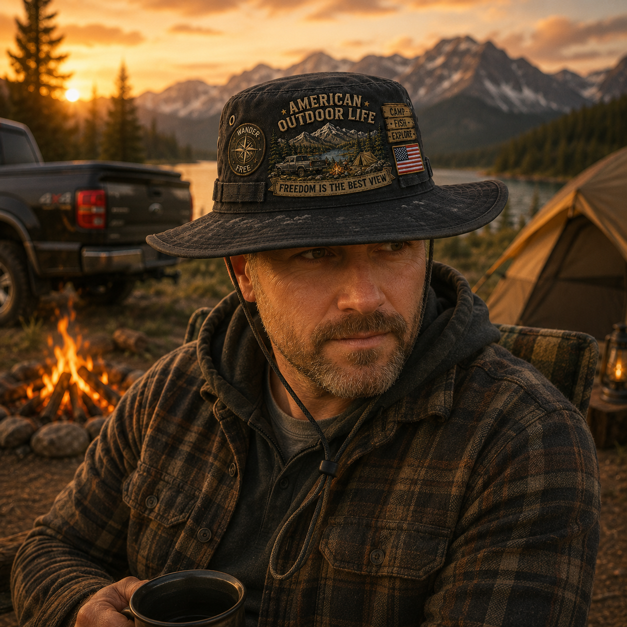 ☀️🚙American Outdoor Life Vintage Boonie Hat – Camp, Fish & Explore🎣