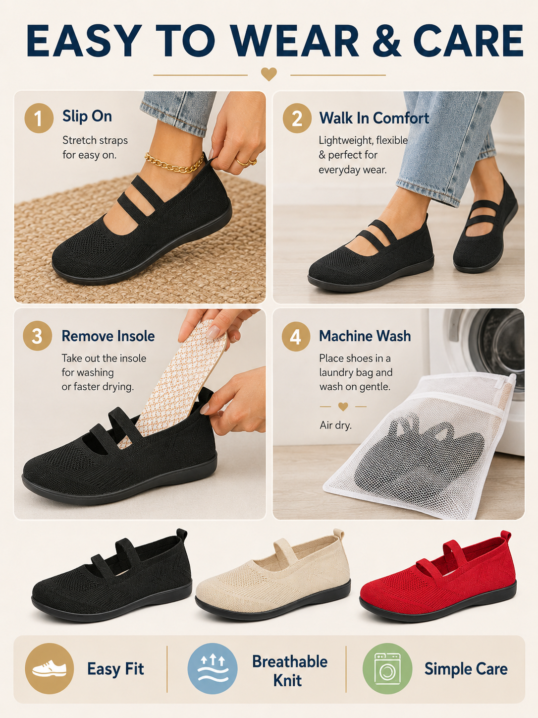 💖 Style Pick ✨ Women’s Round Toe Ballet Flats — Strappy Comfortable Shoes for Work & Casual Wear