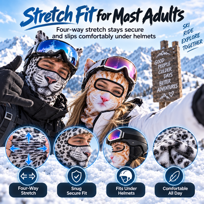 3D Cat Ski Mask with Ears – Funny Windproof Balaclava for Skiing & Festivals