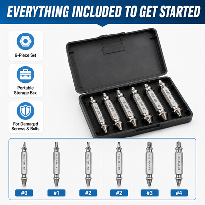 🔧 6-Piece Screw Extractor Set – Remove Damaged Screws Fast