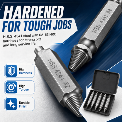 🔧 6-Piece Screw Extractor Set – Remove Damaged Screws Fast