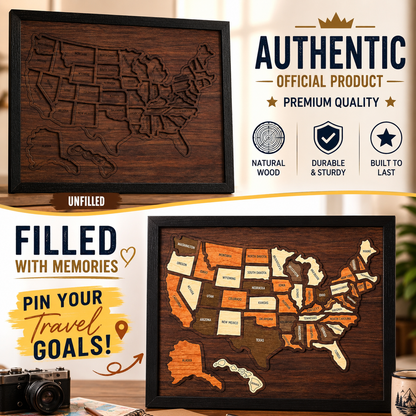 Wooden USA Travel Map Puzzle | Track Your Adventures Across America.