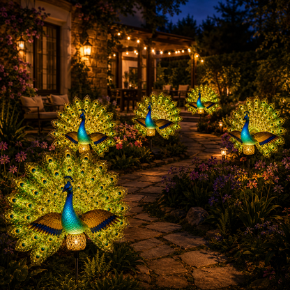 Solar Peacock Garden Sculpture
