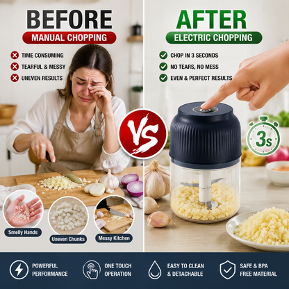 ✨ Mini Electric Food Chopper – One-Press Garlic & Veggie Prep 🍳🥕🧄