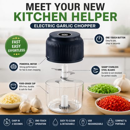 ✨ Mini Electric Food Chopper – One-Press Garlic & Veggie Prep 🍳🥕🧄