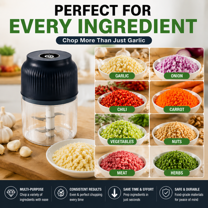 ✨ Mini Electric Food Chopper – One-Press Garlic & Veggie Prep 🍳🥕🧄