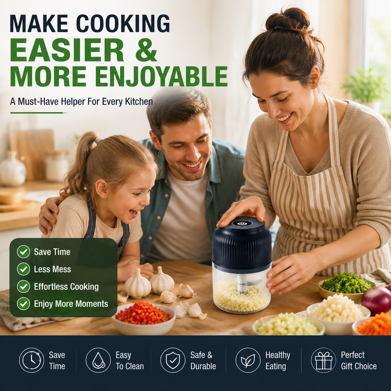 ✨ Mini Electric Food Chopper – One-Press Garlic & Veggie Prep 🍳🥕🧄