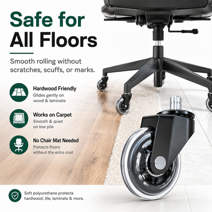 🔥 Premium Inline-Style Office Chair Wheels – Universal Fit • Easy Install