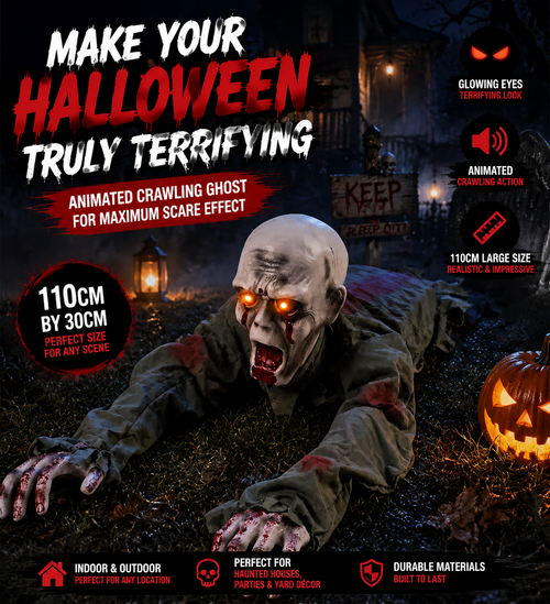 👻 Creepy Crawling Ghost With Glowing Eyes – The Ultimate Halloween Yard Decoration