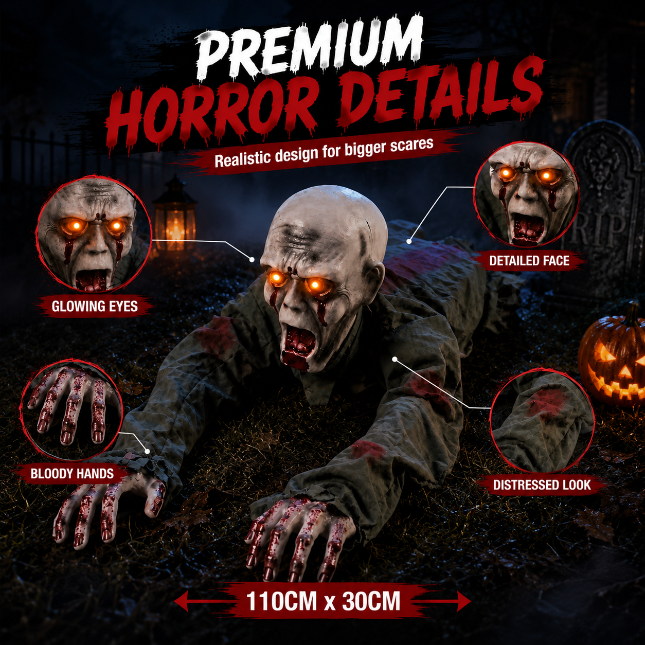 👻 Creepy Crawling Ghost With Glowing Eyes – The Ultimate Halloween Yard Decoration
