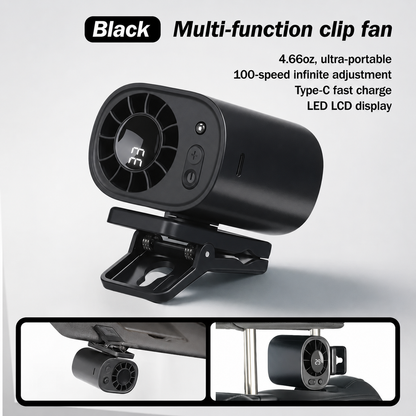 ❄️199-Speed USB Rechargeable Clip-On Fan – Portable, Strong Clamp, Long-Lasting Battery for Car, Desk & Travel