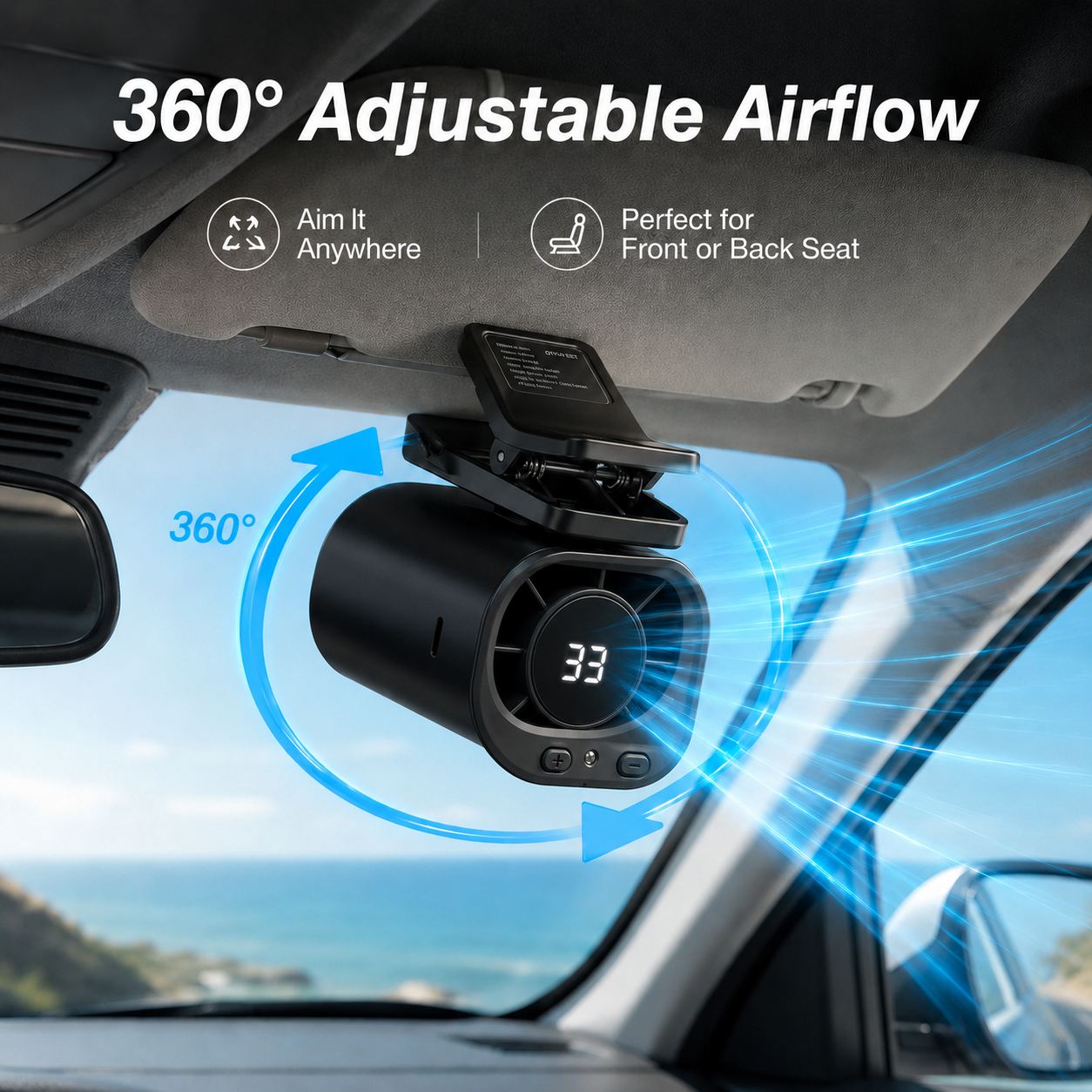 ❄️199-Speed USB Rechargeable Clip-On Fan – Portable, Strong Clamp, Long-Lasting Battery for Car, Desk & Travel