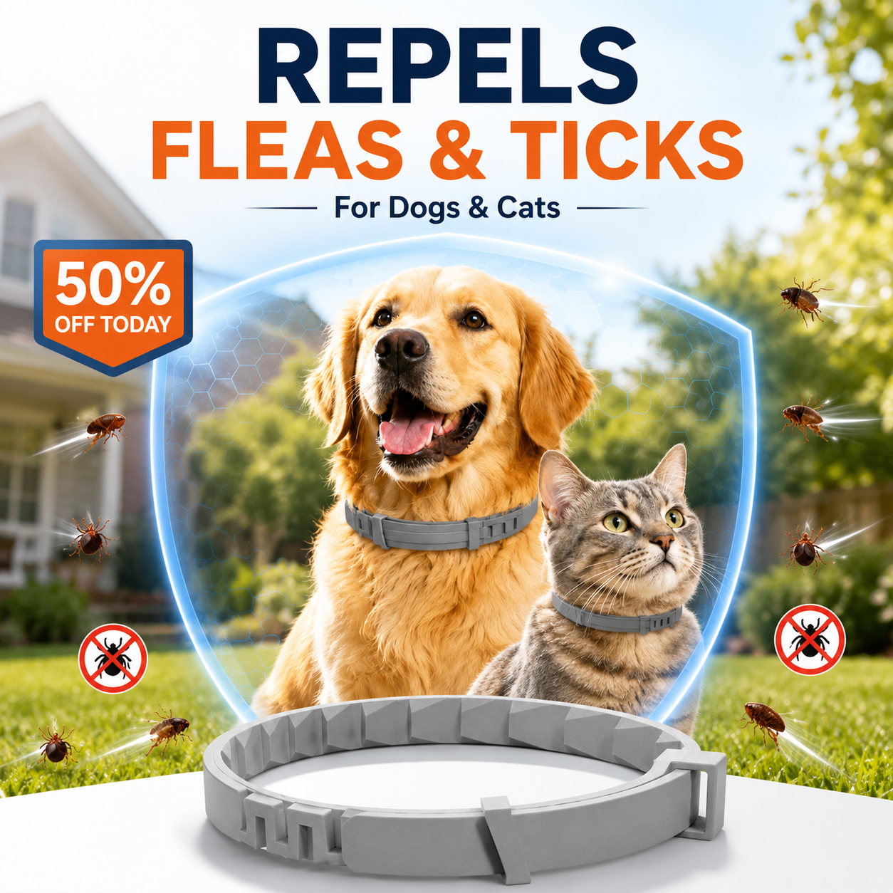 🔥LAST DAY 50% OFF🐶🐱 Advanced Flea & Tick Protection Collar | Waterproof, Long-Lasting Defense for Dogs & Cats 🛡️