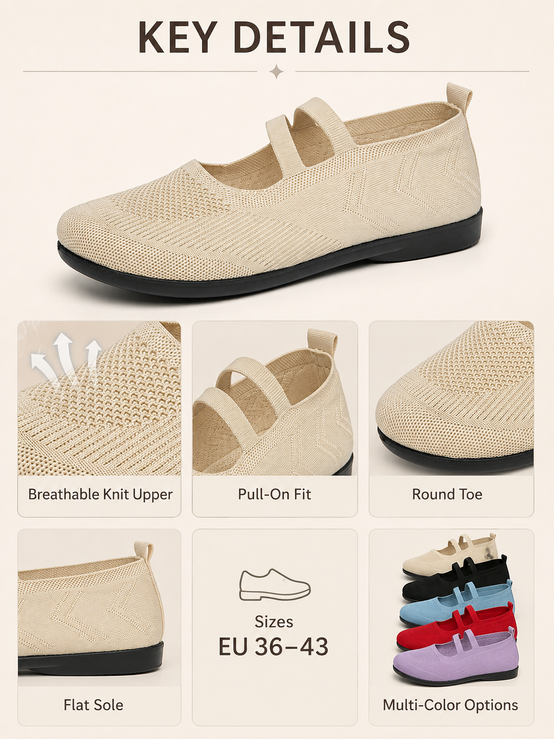 💖 Style Pick ✨ Women’s Round Toe Ballet Flats — Strappy Comfortable Shoes for Work & Casual Wear