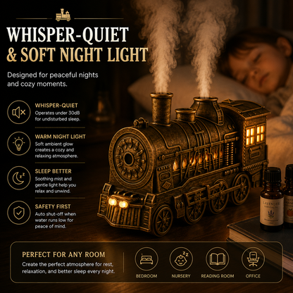 Vintage Steam Train Essential Oil Diffuser With Night Light