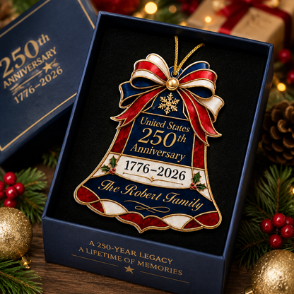 🇺🇸 United States 250th Anniversary Personalized Christmas Bell Ornament