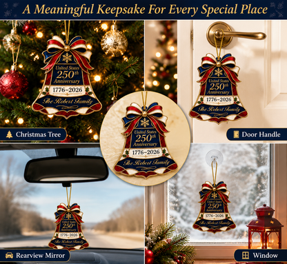 🇺🇸 United States 250th Anniversary Personalized Christmas Bell Ornament