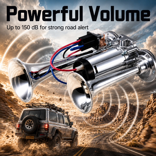 📢 150dB Super Loud Train Horn Kit | Universal 12V Dual Air Horn For Trucks & Cars