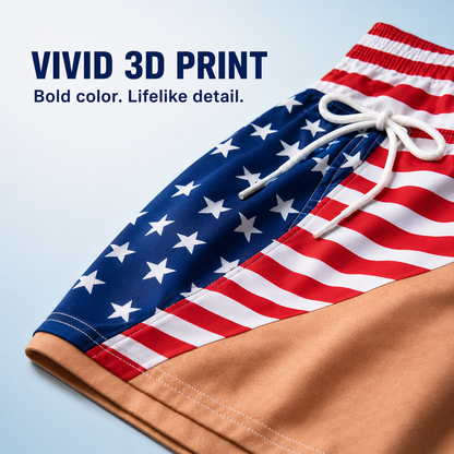 😂🇺🇸 Funny Illusion American Flag Swim Shorts – Double Take Patriotic Beach Shorts for Men 🌊