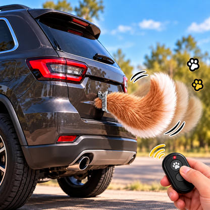 🐾 Remote-Controlled Wagging Car Tail 🚗 | Funny Fluffy Tail for Trucks & SUVs ✨