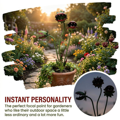 Whimsical Metal Venus Flytrap Garden Stake – Handcrafted Outdoor Plant Decor
