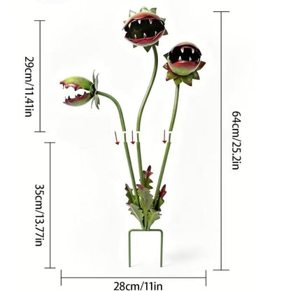 Whimsical Metal Venus Flytrap Garden Stake – Handcrafted Outdoor Plant Decor
