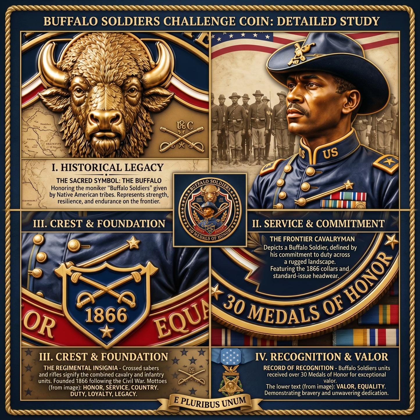 Buffalo Soldiers 1866 Heritage Commemorative Metal Medal