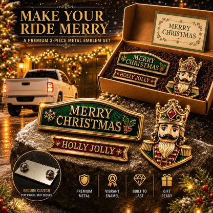 3-Piece Christmas Car Emblem Metal Badge Set