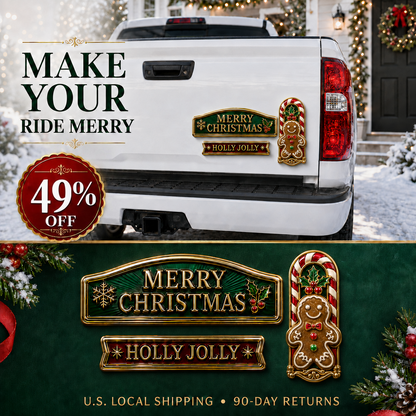 3-Piece Christmas Car Emblem Metal Badge Set