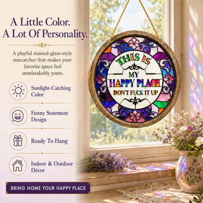 🌈Happy Place Hanging Suncatcher | Sunlight-Catching Quote Decor for Windows, Porches, Patios & Gifts ✨