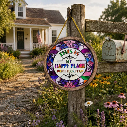 🌈Happy Place Hanging Suncatcher | Sunlight-Catching Quote Decor for Windows, Porches, Patios & Gifts ✨
