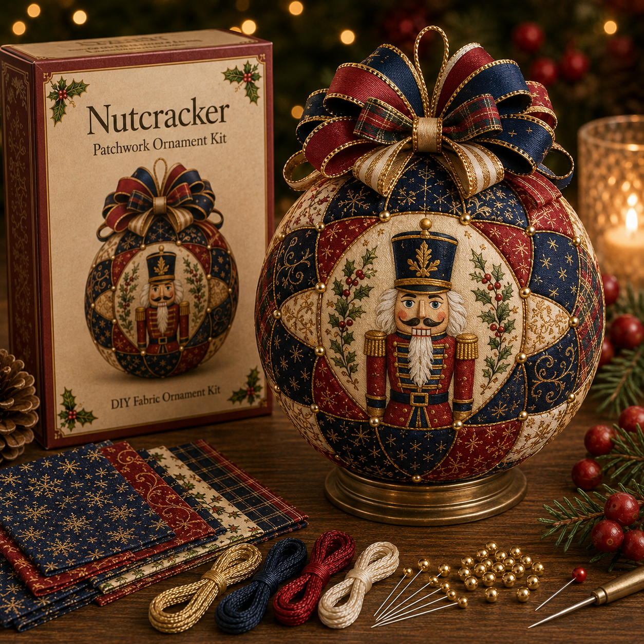 ❤️Beginner-Friendly🎄Christmas Classics Patchwork Ornament DIY Kit
